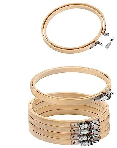 Anicy 6 Stück Stickrahmen Holz Bambus Stickrahmen - 15cm Stickrahmen Holz Set, Kreuzstich Stickrahmen Für DIY Kreuzstich Stickerei Kunst Handwerk Nähen