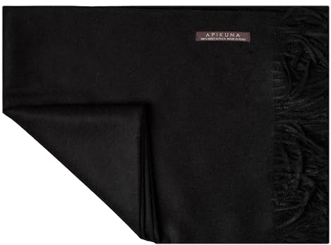 Apikuna® Alpaka Wolldecke aus 100% feinster Baby Alpaka Wolle - 180 x 130 cm in Schwarz - kuschelig weiche & warme Decke - Sofadecke Alpakadecke Kuscheldecke Alpaka Decke Baby Alpaka Decke