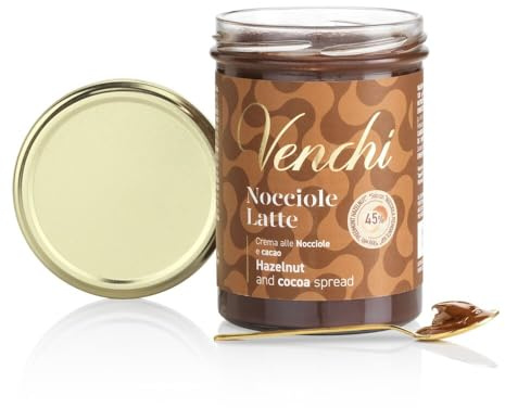 Venchi - Crema para Untar de Chocolate con Leche y Avellanas del Piamonte IGP (45%), 450 g - Sin Gluten