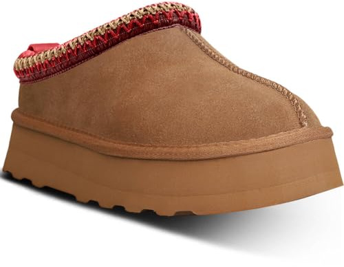 metricfalcon Mini bottes à semelle compensée pour femme - Pantoufles d'intérieur à enfiler avec doublure en fourrure polaire - Bottines courtes en daim, marron, 35.5 EU