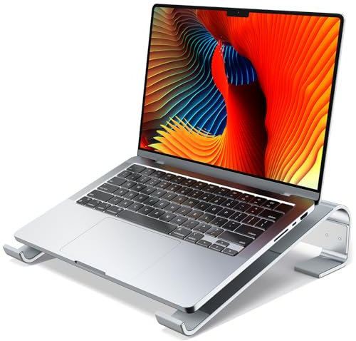 MOKURU Laptop Stand for Desk, Aluminum Laptop Riser, Ergonomic Computer Stand Compatible with for MacBook Pro/Air, Dell, HP, Lenovo, 10-17.3'' (Silver)