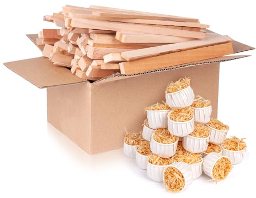 KINSPORY 24 Pièces Allume Feu Naturels, Allume-Feu à Charbon pour Barbecues et Feux de Camp avec Bois de Chauffage, Peut brûler Pendant 10 Minutes+