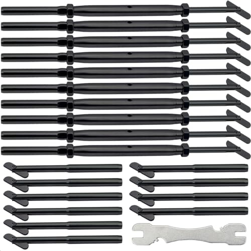 Toukioo Black Cable Railing Hardware Kit, for 3/16 Cable Railing System for Metal Posts, Stainless Steel Drop Pin Turnbuckle 10 Pairs
