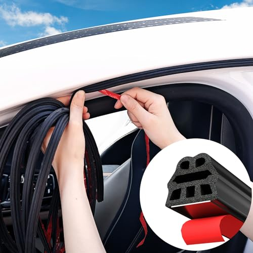Jobon 5.12M Auto Türdichtung Universal, Gummidichtung Selbstklebend, Sechs-Loch dichtungsband Wasserdicht Autotür Kantenschutz für Autotür Pkw-Motorhaube Kofferraumtür