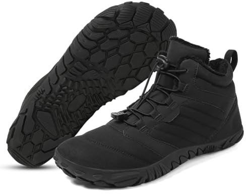 Barefoot Bottes de randonnée d'hiver pour homme et femme - Imperméables - Chaudes - Doublées en fourrure - Confortables - Antidérapantes - Unisexe, Xh06 Noir, 39.5 EU