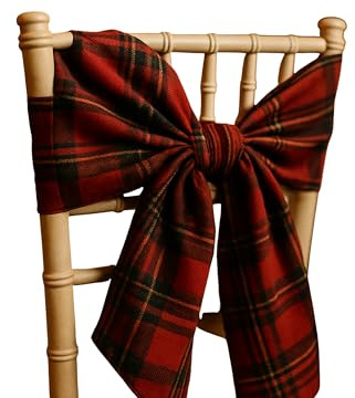 Elegant Event Essentials - 1 fascia per sedia in tartan rosso, motivo scozzese tradizionale scozzese, decorazione da tavola per matrimoni, feste, Natale, cena di Natale