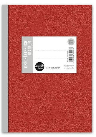 Staufen Style Geschäftsbuch Diarium - 5 Bücher je 96 Blatt, DIN A5, 70g/m², kariert (9mm), rot