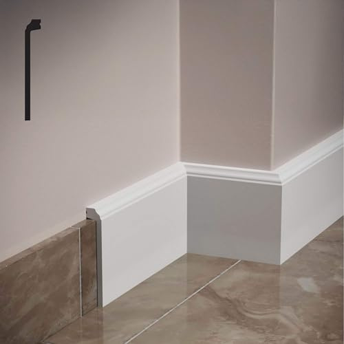 Eternal Parquet Battiscopa Coprimarmo Firenze in POLIMERI FeelingWood-HD 144x23mm - Bianco (Prezzo al Metro)