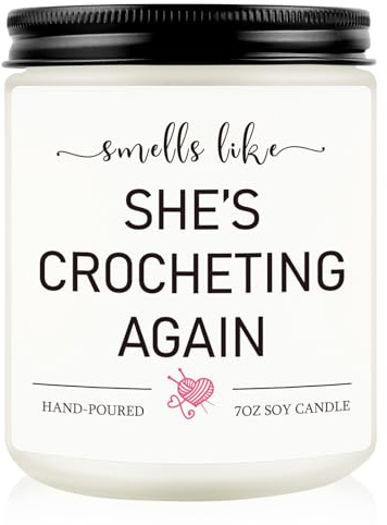 Funny Crochet Gifts, Crocheting Candle Birthday Christmas Gifts for People Who Love Crochet Knitting Gift for Mom, Grandma, Friends Thank You Gift for Women-7oz