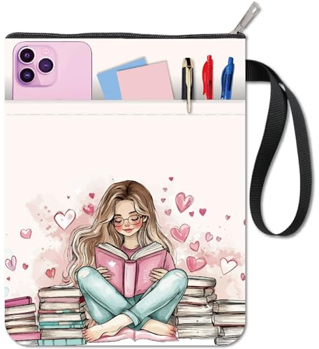 craspire Pochette de Protection Imperméable en Tissu Lavable pour Livre de Lecture avec Fermeture Éclair et Poche Avant Supplémentaire Idéale pour Les Manuels Scolaires Les Camarades de Classe