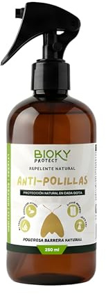 Bioky Protect | Spray Anti-Polillas para Ropa 250ml | Repelente Ideal para Armarios, Cajones y Fibras Naturales | con Aceites Naturales | x10 veces Más Concentrado | No Mancha