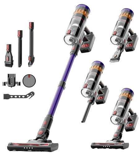 Lefant Aspirateur Balai sans Fil, 42Mins/40KPA Autonomie Aspirateur sans Fil Puissant avec Écran LED Intelligent, Brosse Anti-Enchevêtrement, Aspirateur Balai pour Poils d'animaux/Tapis/Sols Durs