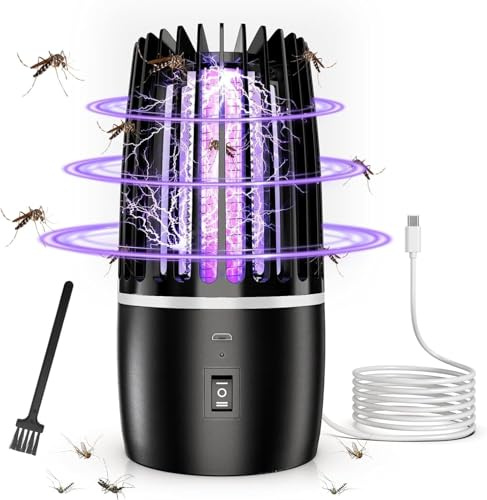 Lampada Antizanzare Elettrica, 4200V UV Zanzariera Elettrica Impermeabile IPX4, Lampada Anti Insetti Ricaricabile Trappola per Insetti, per Casa Giardino Interno Esterno Cucina