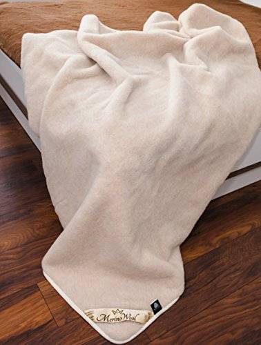 ,, Beige, 160 x 200 cm, pelo natural Manta de lana 100% Lana Merino lana de camello Edredón Elegance Light camello Nueva Zelanda