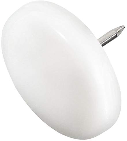 Adsamm® / 32 x plastglidare med spik/vit/Ø 30 mm/rund/möbeltassar med spik/möbel- och golvglidare