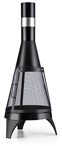 blumfeldt Volantis - Gartenkamin, Terrassenofen, Aztekenofen, FireView, Stahl, rostfrei, Moderne Optik mit kupferfarbenen Elementen, stabil, kippsicher, überdachter Rauchabzug, schwarz