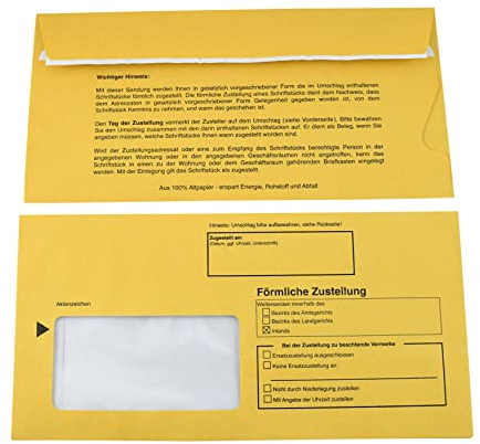 Innere Postzustellungshüllen 50 Stück Förmliche Zustellung Postzustellungsumschläge Menge wählbar 50, 100 oder 500 Stück