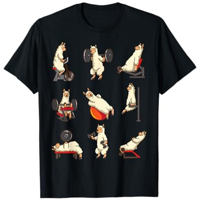 Lama Alpaca Animale Shirt Sollevamento Pesi Cardio Maglietta