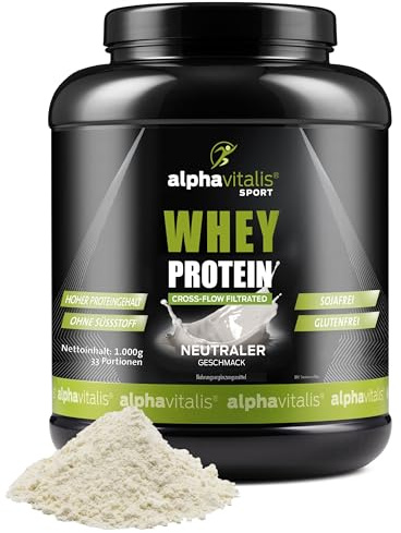 Whey Protein Neutral ohne Süßstoff - 1000g WPC Eiweiß Pulver für Proteinshakes, Kraftsport & Fitness - Molkenprotein Konzentrat cross flow mikrofiltiert CFM - Muskelaufbau Shake geschmacksneutral