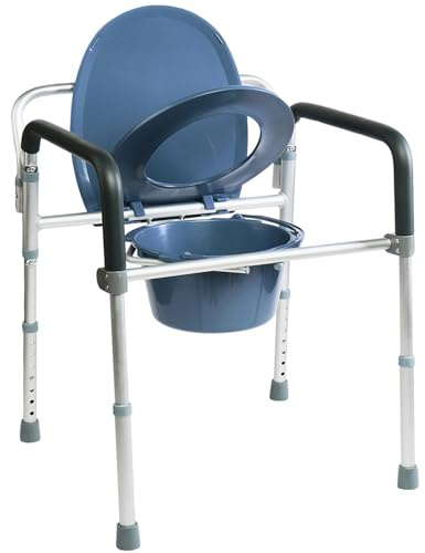 GOVITA SEDIA DA COMODO COMODA WC IN ALLUMINIO 4 FUNZIONI IN 1 PIEGHEVOLE SGABELLO DOCCIA BAGNO PER AZIANI E DISABILI