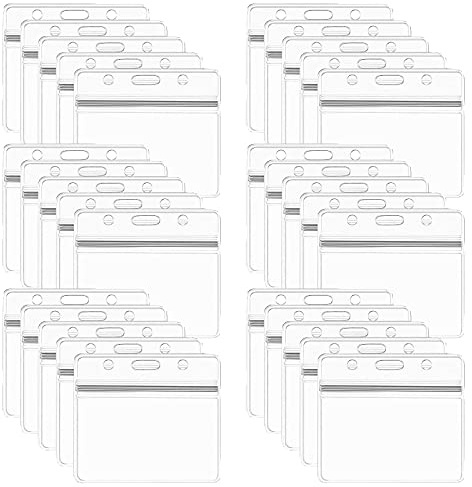 Fundas de Plástico Transparente para Tarjetas, 100 Pcs Porta Tarjetas Impermeable, Porta Tarjetas Identificativas Horizontal, Soporte para Tarjetas de Identificación, para Tarjetas, Etiquetas