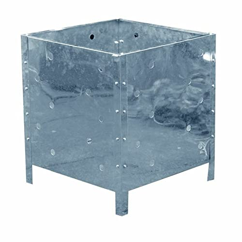 Vision4ever 1x Square Galvanized Steel Garden Waste Incinerator Fire Bin Useful For Garden and Outdoor