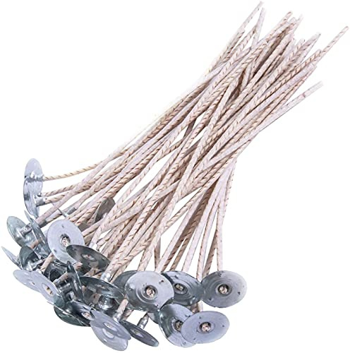 100 mechas ECO12 para Velas de Soja, Mecha de Vela preencerada de 8 Pulgadas para Hacer Velas, Mecha de Vela Gruesa con Base