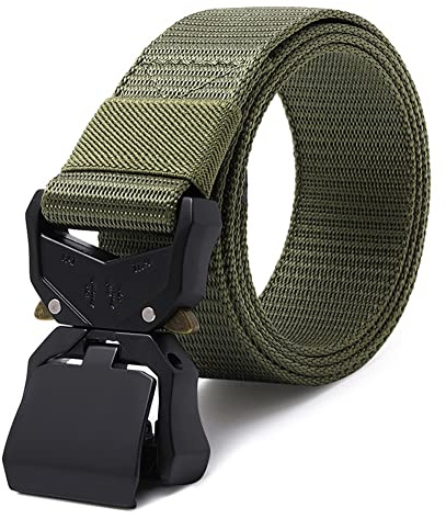Nelbons bälte, taktiskt bälte, militär vandringsriggare 3,8 cm nylonnät arbetsbälte med kraftigt snabbfrigörande spänne, gRÖN, 125cm/waists up to 46