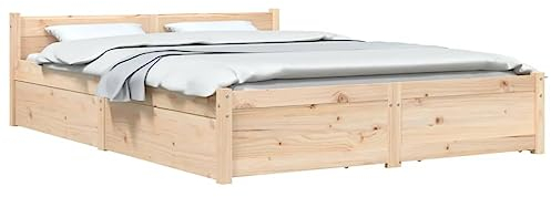 vidaXL Estructura de Cama con Cajones Matrimonial Somier Dormitorio Base Habitación Muebles Mobiliario Hogar Cuarto Descanso Doble 135x190 cm