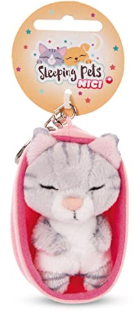 NICI Schlüsselanhänger Sleeping Pets Katze grau getigert 8cm