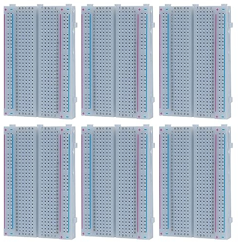 GTIWUNG 6PCS Mini Breadboard Kit 400 Points Mini Small Solderless Breadboard, 400 Tie Point Interlocking Solderless Prototype PCB Board, compatible with Arduino