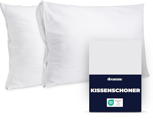 Dreamzie Copricuscino 50x80 cm - Set 2 Copri cuscino Letto Impermeabili con Cerniera - Antiacaro, Oeko-Tex - Lavabile a 90°C