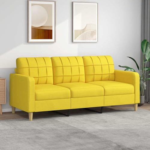 Homgoday Divano 3 Posti Moderno Giallo Chiaro Tessuto Poliestere 180 cm