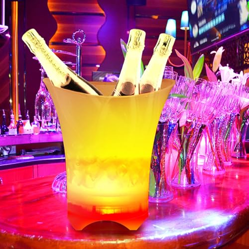 Annadue Secchielli per il Ghiaccio a LED per Feste, Secchiello Refrigerante a LED Colorato RGB da 5 Litri con 7 Colori, Bevande per Vino Birra Raffreddatore per Ghiaccio Secchiello per