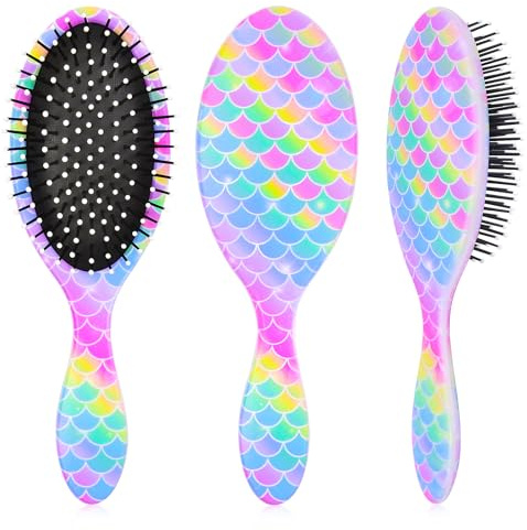 Spazzola per capelli per bambini, per bambine, bagnata e asciutta, districante per capelli ricci e spessi, pettine senza dolore, per ragazze e donne, unicorno sirena