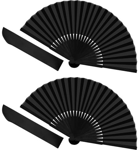 Qufiiry 2 Piéces Éventails Pliants, Eventails à Main Portables, Ventilateur de Style Chinois Pliant avec 2 Sacs de Rangement, pour Danse, Fête, Cadeaux de Mariage