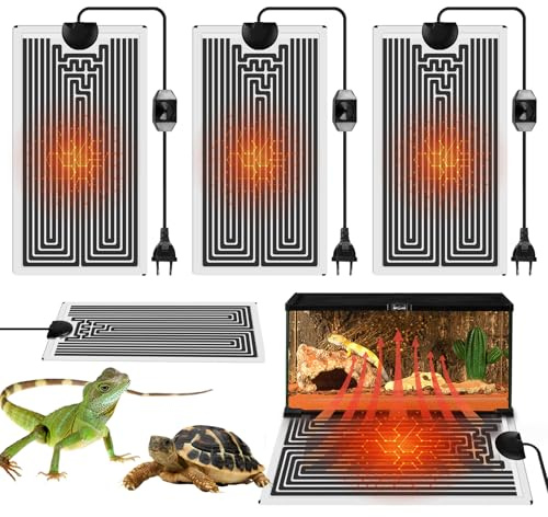SPORWAY Reptile Lot de 3 tapis chauffants pour terrarium, régulateur de température, tapis chauffant, tapis chauffant réglable pour reptiles, tortues, serpents, lézards, gecko, cancer émite,