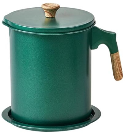 1.4L Recipiente Para Grasa Contenedor De Grasa Aceite Cocina Usado Colador De Acero Inoxidable Para Grasa De Tocino Con Pico Vertedor Lata De Almacenamiento De Filtro Separador