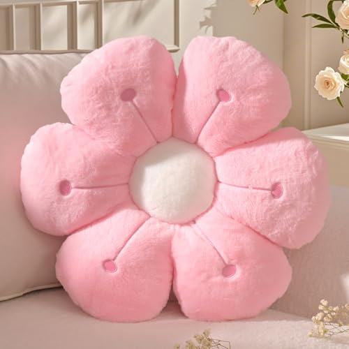 Yhoelata Coussin Fleur Groß, Mjuk Päls Rosa Blomformad Golvkudd, Dekorativa Barnkuddar Daisy, Estetiska Soffadekorationskuddar, Inredning Sovrum Tonåring Flicka, 50 cm