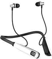 Nsyee Bluetooth 5.4 Neckband Earphones Wireless, 80 Hours of Long Ultra-battery Life,Bluetooth Neckband Headphone Suitable for Running, Magnetic Headset Lightweight with Noise Reduction IPX4 -White