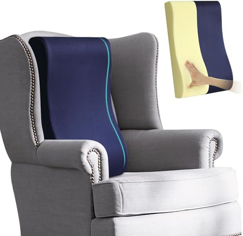 HAVARGO 2-in-1 Neck Pillow Lumbar Support Pillow for Recliner Couch& Glider Chair - High Resilient Foam Ergonomic Back Support for High-Back Rocking Chairs, Glider Rocker Replacement Cushions Navy S