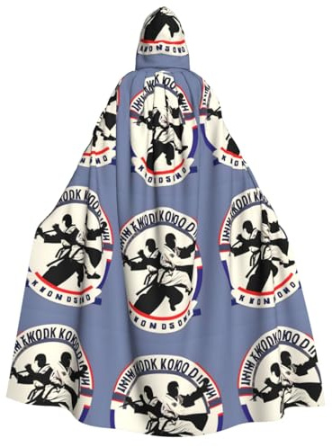 YQxwJL Cape à capuche avec imprimé Taekwondo pour adultes, hommes, femmes, magicien, vampire, chevalier, costume