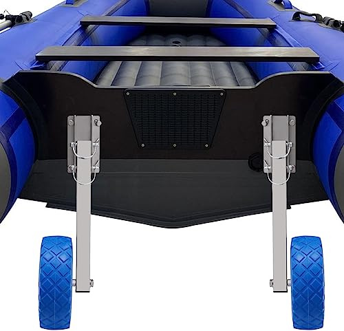 Ruedas de arranque inflables, ruedas traseras, ruedas neumáticas de acero inoxidable y plástico, ruedas de transporte para botes inflables, remolques, máx. 150 kg, azul, para botes inflables