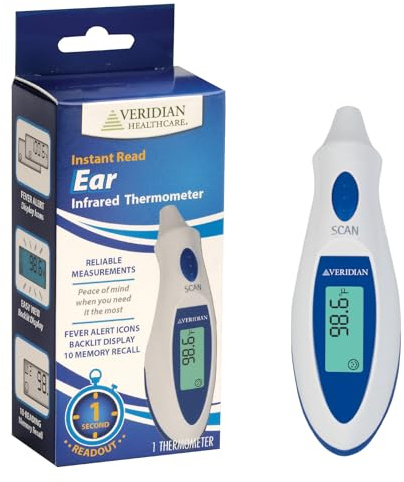 Veridian Tympanic Ear Thermometer Digital Display 09-340 1 Each