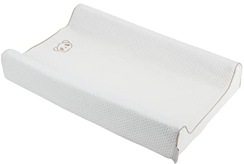 CuddleCo Luxurious Bamboo and Memory Foam Changing Mat - Soft and Supportive Solution for Comfortable Diaper Changes - Natural White