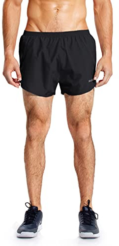 baleaf 3” Athletic Shorts for Men Running Performance Gym Yoga Training Jogging Sport Quick Dry Stretch Split-Leg Marathon Pocket Black XXXL