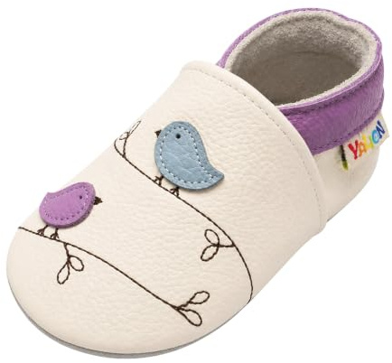 YALION Chaussons Cuir Souple Bébé Fille Garçon Antidérapante Chaussures Premiers Pas pour Enfant