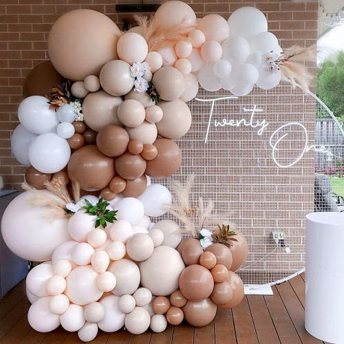106 Stück Ballon Girlande Set,Luftballons Girlande,Beige Luftballon Girlande,Doppelschichten Ballongirlande Set,Latexballons,Beige Weiß Luftballongirlanden Set für Hochzeit Geburtstag Party Dekoration
