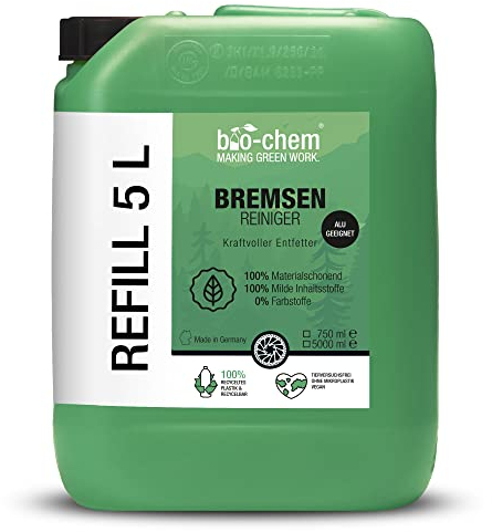 bio-chem Bremsenreiniger Spray 5L für Auto, Motorrad und Fahrrad I Leistungsstarker Entfetter für Scheibenbremsen I Geeignet als Ketten-Reiniger, Motorreiniger und Fettlöser I Mit Menthol-Duft