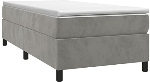 vidaXL Estructura de Cama con somier Terciopelo Gris Claro 90x190 cm